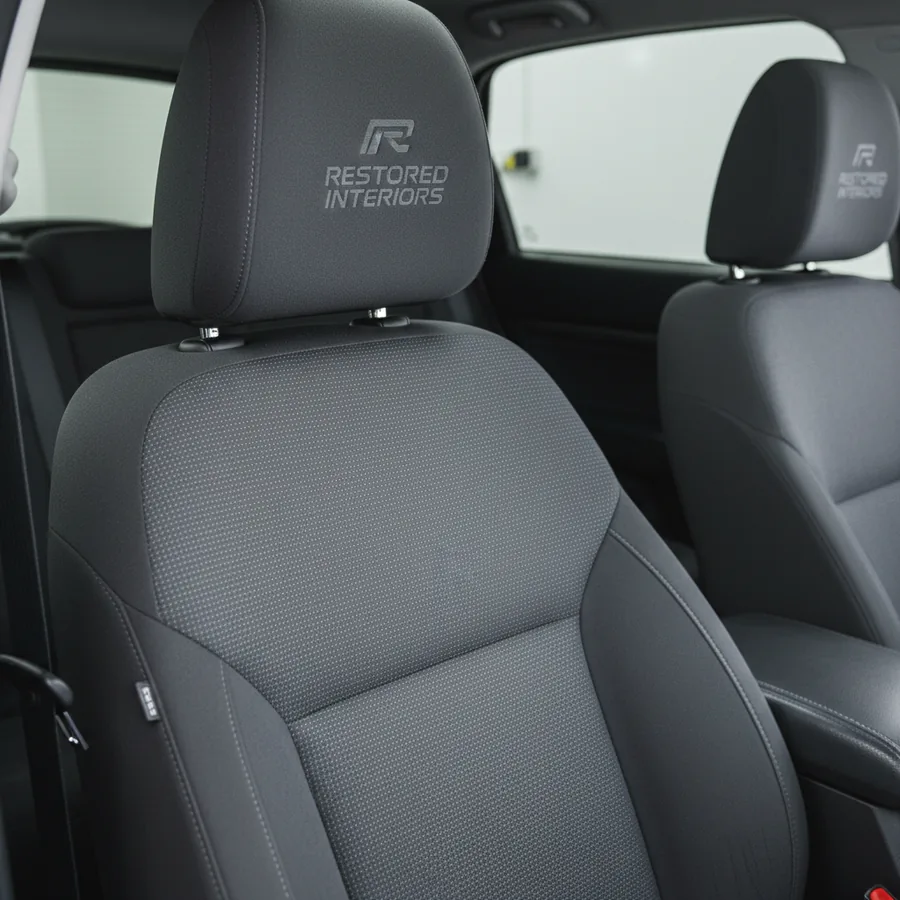 The same car seat after deep cleaning and extraction